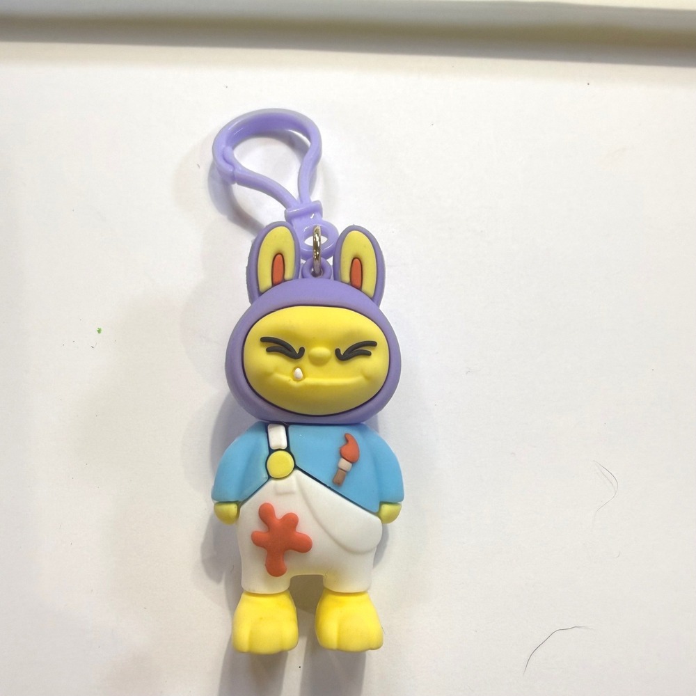 ORB Rubber Bunny Hood Artist Keychain Purple Yellow Blue Figure